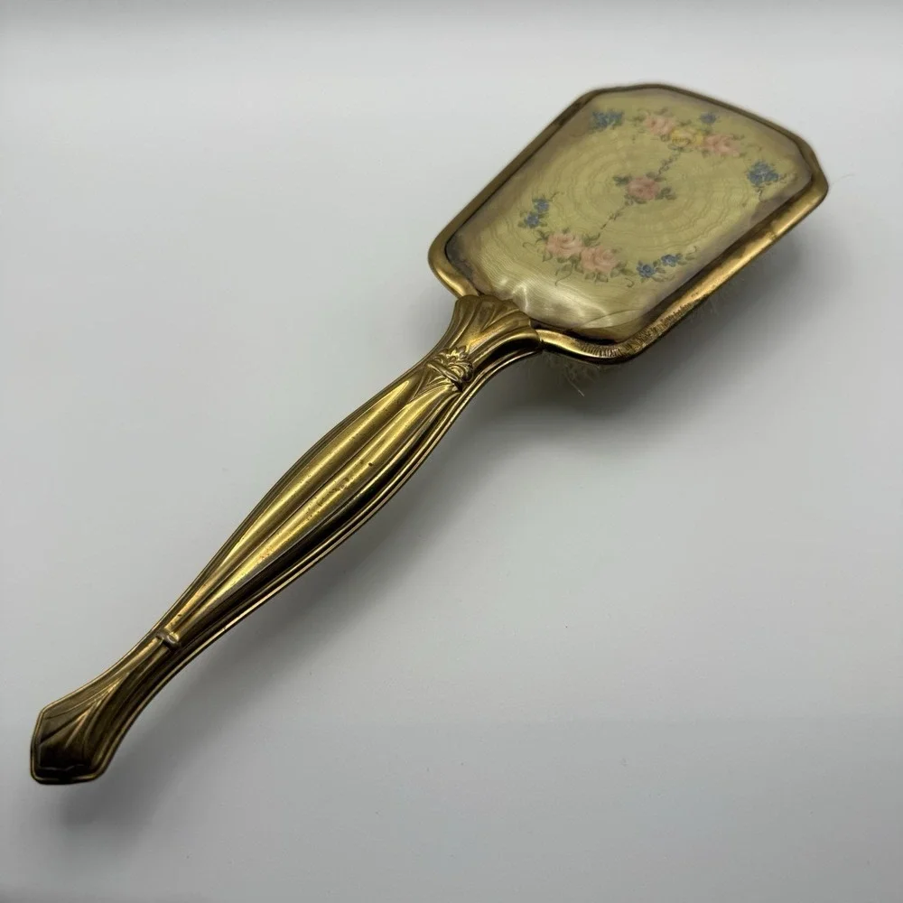 Vintage Ornate Gold Tone Victorian Style Vanity Dresser Hair Brush